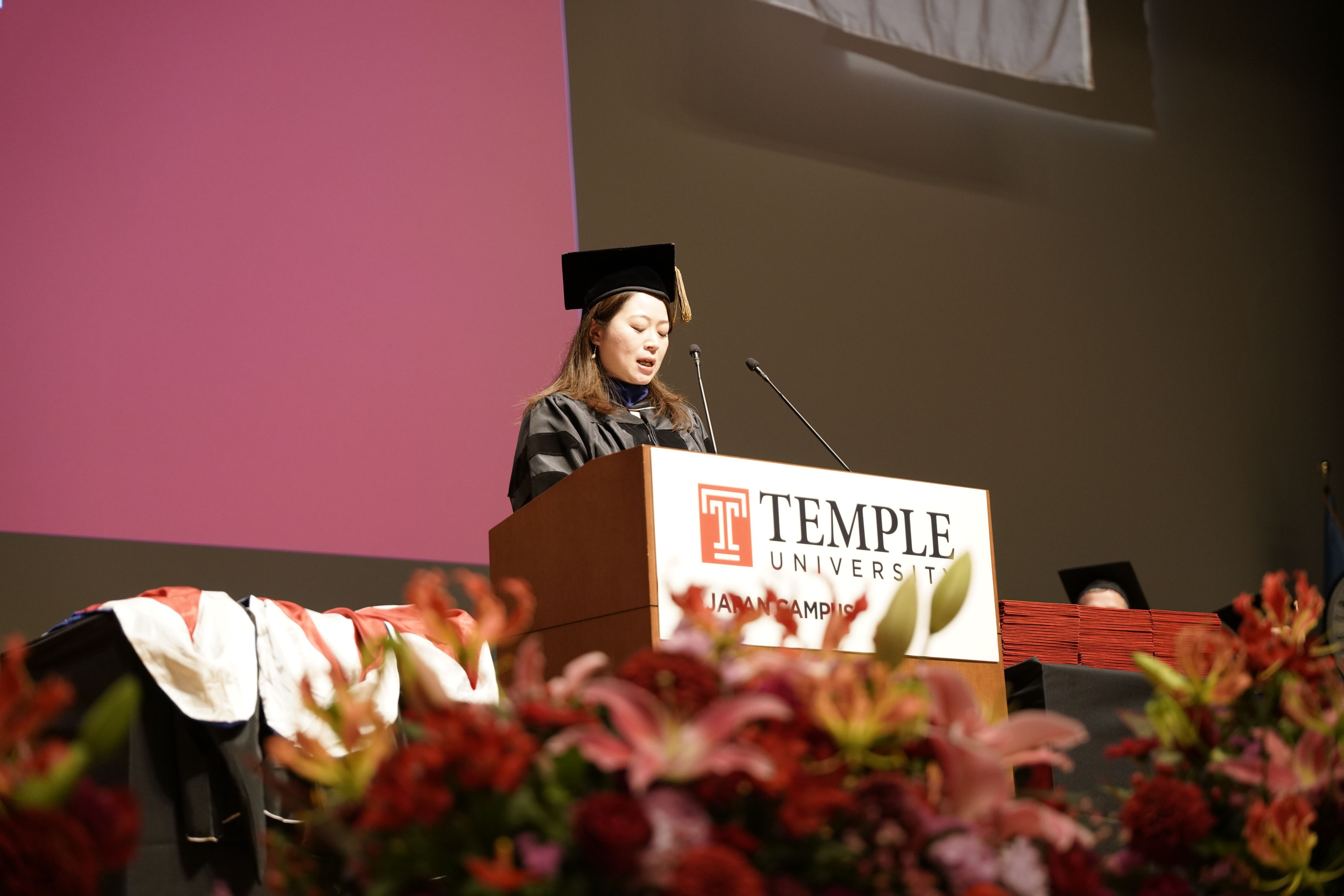 Yuko Baba — Vice Governor of Nagasaki Prefecture on behalf of Governor of Nagasaki Prefecture, Kengo Oishi — giving a speech