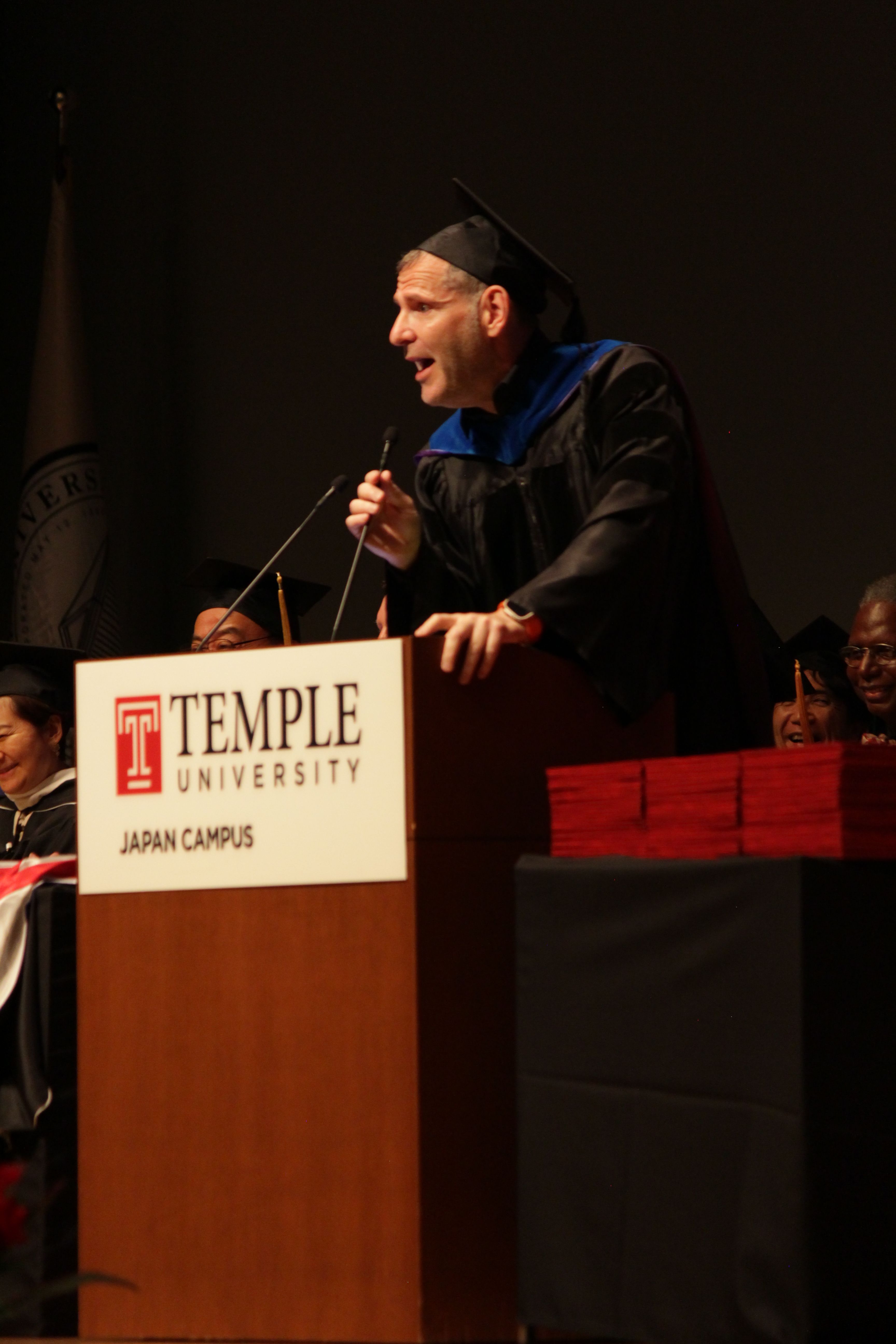 Ari Staiman — Head of Roblox Japan, President of Roblox China, and member of the TUJ Board of Overseers — giving a speech